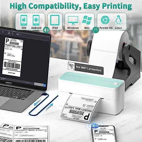 Phomemo Bluetooth Thermal Label Printer, 241BT 4X6 Wireless Shipping Label Printer for Small Business, Pink Label Printer for Shipping Package