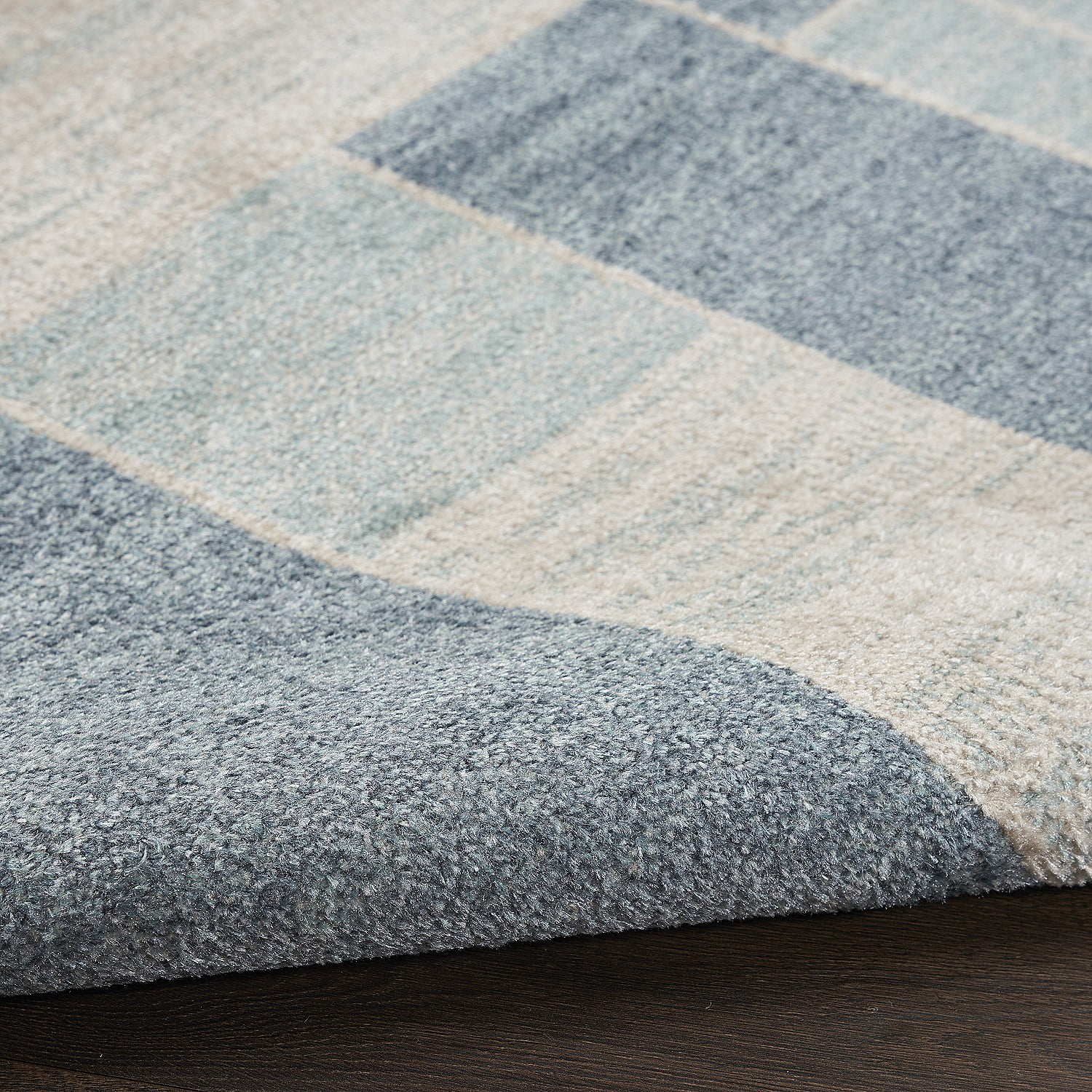 Nourison Astra Machine Washable Mid-Century Modern Blue Ivory 7'10" x 10' Area Rug (8x10)