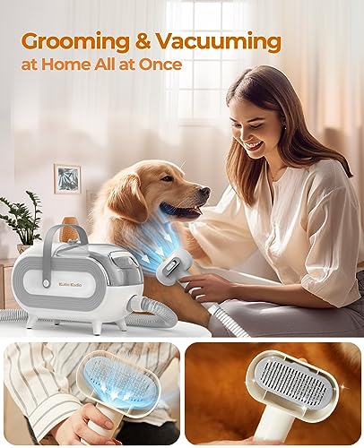 Pet Grooming Vacuum for Dogs, 8 in 1 Pet Grooming Kit & Vacuum Powerful Suction 99% Pet Hair, 2L Large Capacity Dog Hair Vacuum Groomer