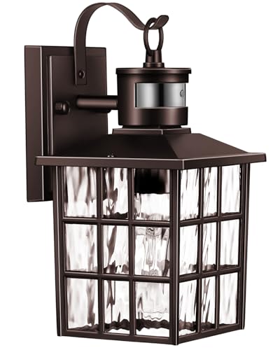 VIANIS 2 Pack Motion Sensor Outdoor Lights, Oil Rubbed Bronze Dusk to Dawn Wall Lights Lantern, 100% Aluminum Coach Exterior Lights Sconce for Patio