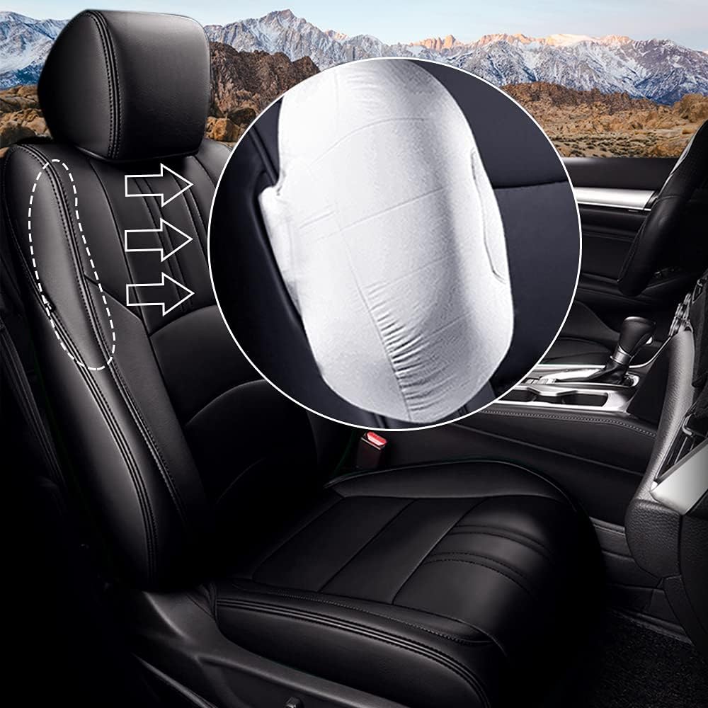 Custom Fit Car Seat Covers for Honda Accord 2018 2019 2020 2021 Full Set Faux Leather Waterproof Seat Cover Vehicle Protection Compatible Airbag