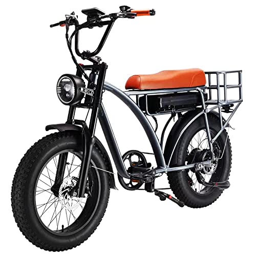 SMLRO Dual Motor 2000W Retro Two-Person Electric Bicycle, 7-Speed 20" Tire Electric Snow Mountain Shopping Ebike