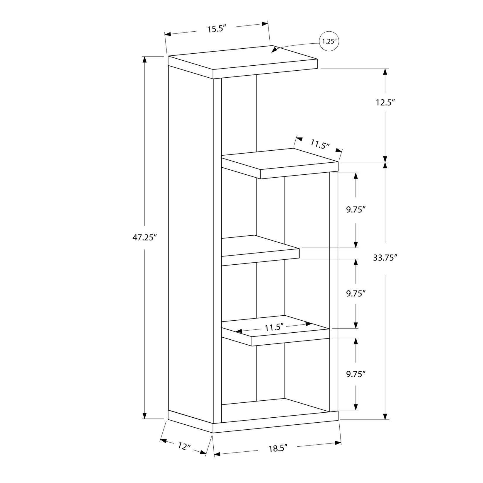 Monarch 2465 Cappuccino Accent Display Unit 48nch Bookcase - Brown