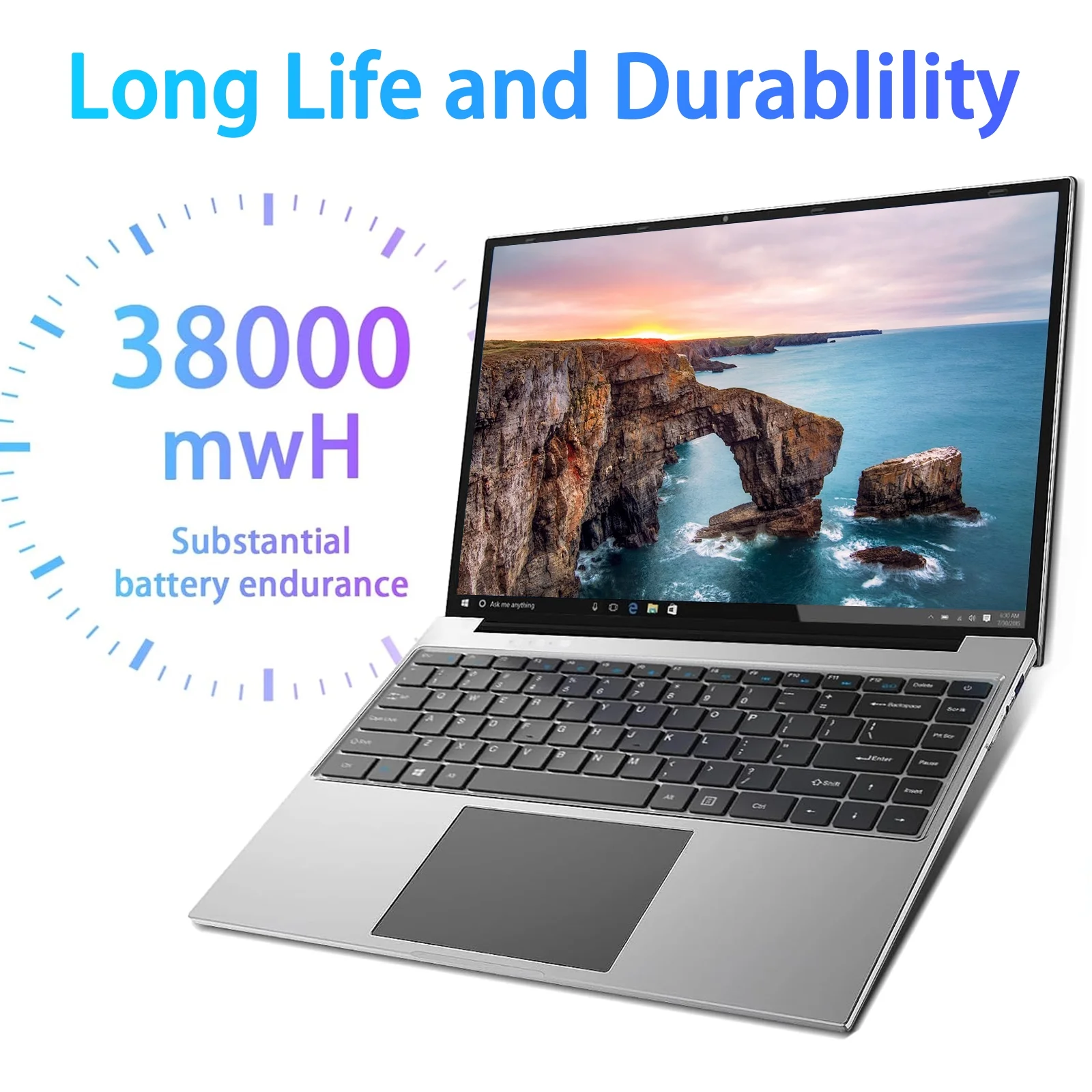 Temlicolo 14.1" Laptop, 8GB RAM PC, 256GB SSD, Intel Celeron N4020C up to 2.8GHz, Windows 11 Pro, Webcam, 1TB SSD Expansion, Silver