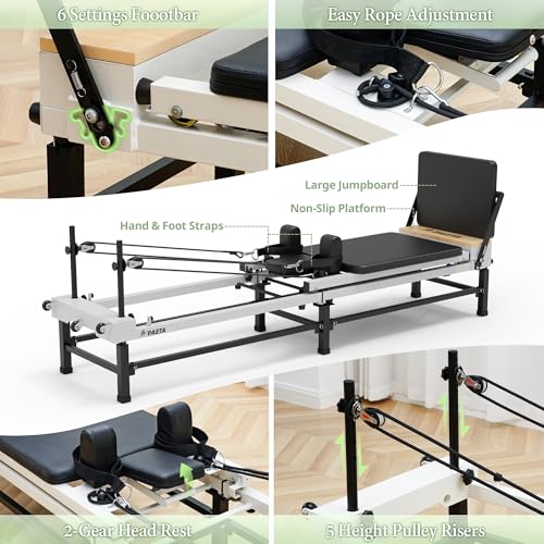 PAETA Pilates Reformer, 91" Foldable Reformer Pilates Machine with Adjustable Reformer Heights