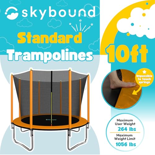 SkyBound Trampoline with Safety Enclosure Net - 10ft 12ft 14ft 15ft 16ft Large Outdoor Backyard ASTM Approved Trampolines for Kids & Adults