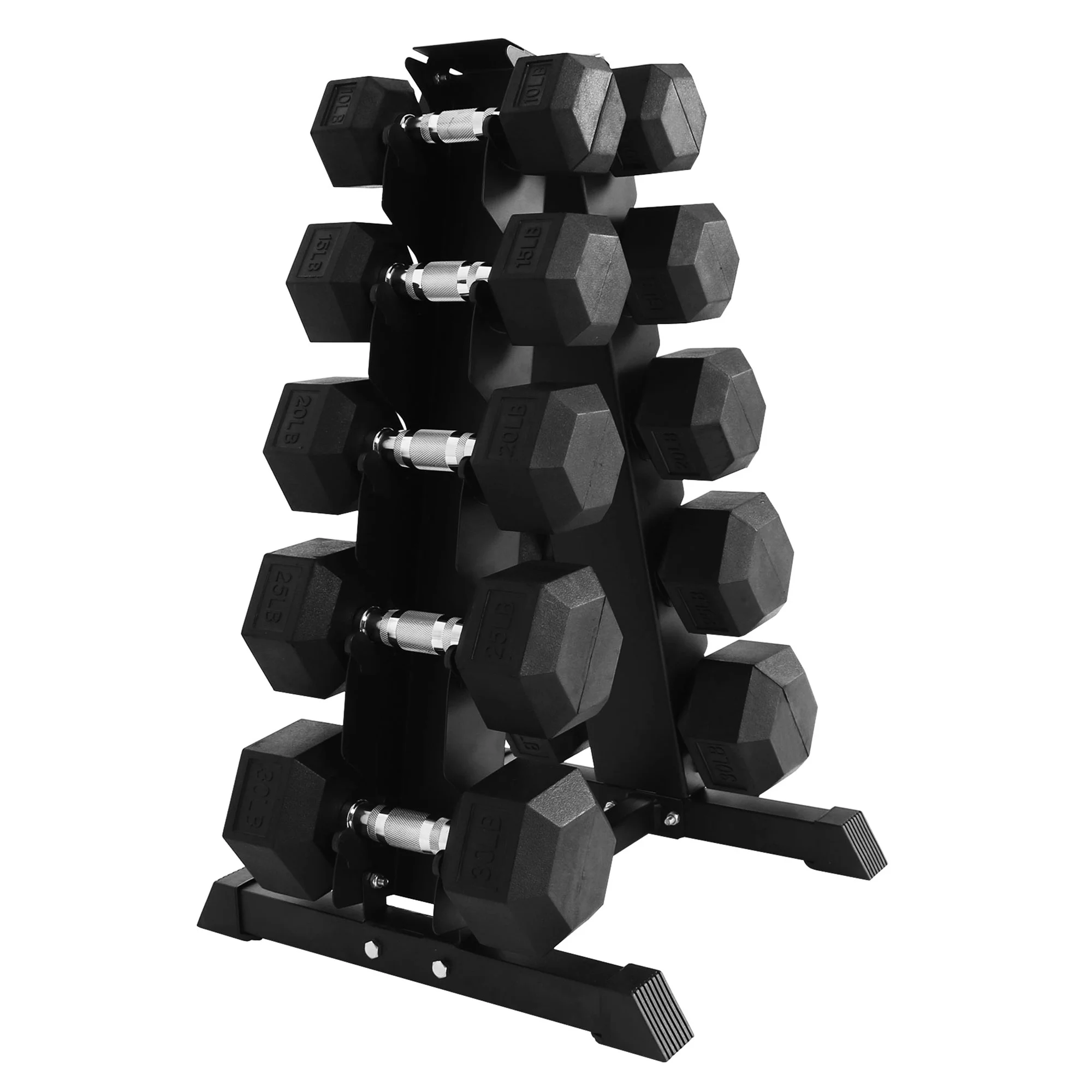 BalanceFrom Signature Alloy Steel 200 lb Rubber Encased Hex Dumbbell Set