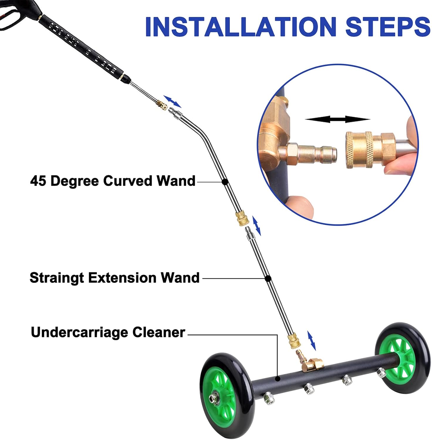 VIGRUEWARMQ 4000PSI Pressure Washer Undercarriage Cleaner Water Broom, Undercarriage Pressure Washer Attachment w/Accessories