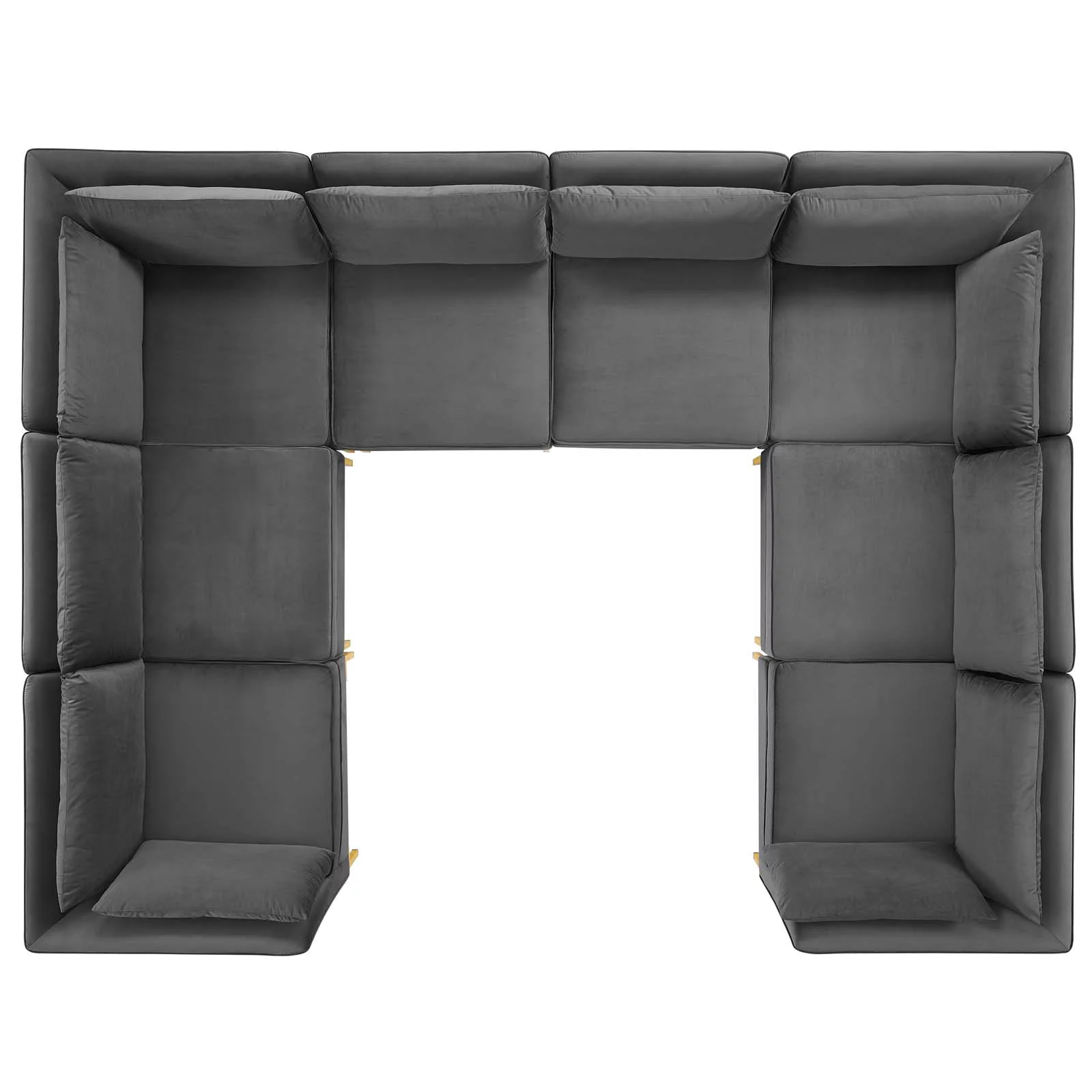 Modway Ardent 8-Piece Performance Velvet Sectional Sofa in Gray