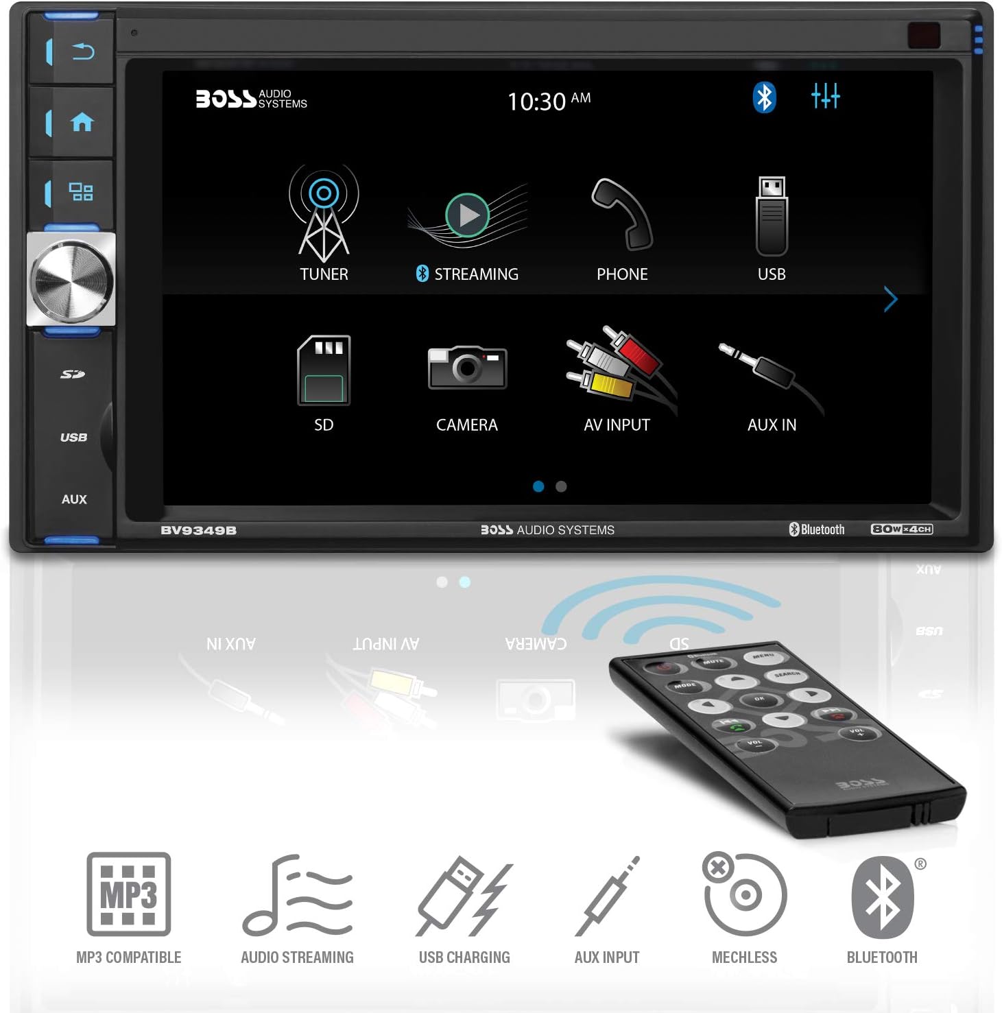 BOSS Audio Systems 508UAB Multimedia Car Stereo - Single Din, Bluetooth Audio/Hands-Free Calling, Built-in Microphone, CD/MP3/USB/AUX Input
