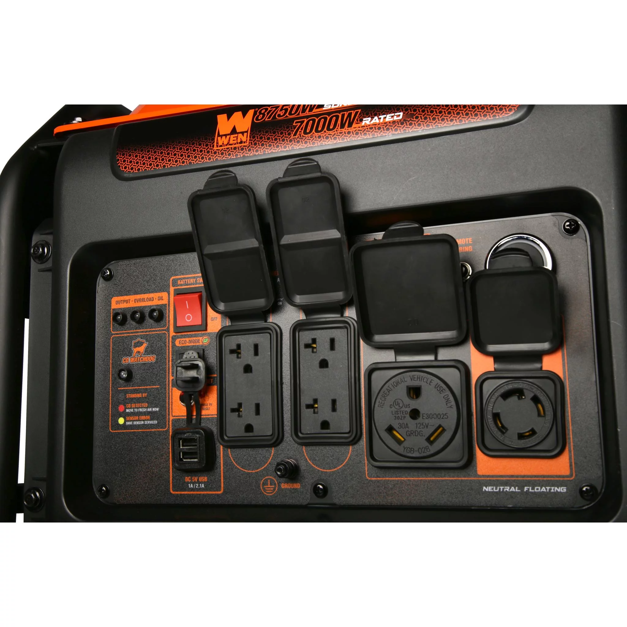 WEN 8750-Watt RV and Transfer-Switch-Ready 120V/240V Dual Fuel Open Frame Inverter Generator with Remote Electric Start and CO Shutdown Sensor
