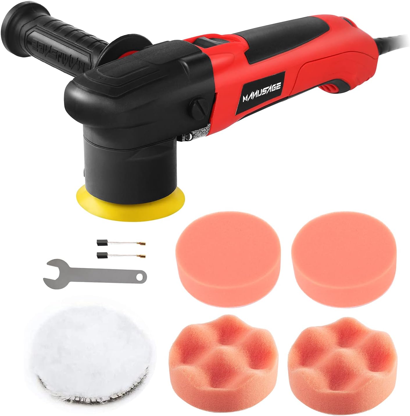 MANUSAGE 6-Inch Dual Action Car Polisher,7Amp Random Orbital Polisher,Variable Speed Buffer Polisher with Two Detachable Handles