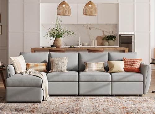 LINSY HOME Modular Sofa, All Covers Washable Changeable Sectional Couch with Storage & Memory Foam