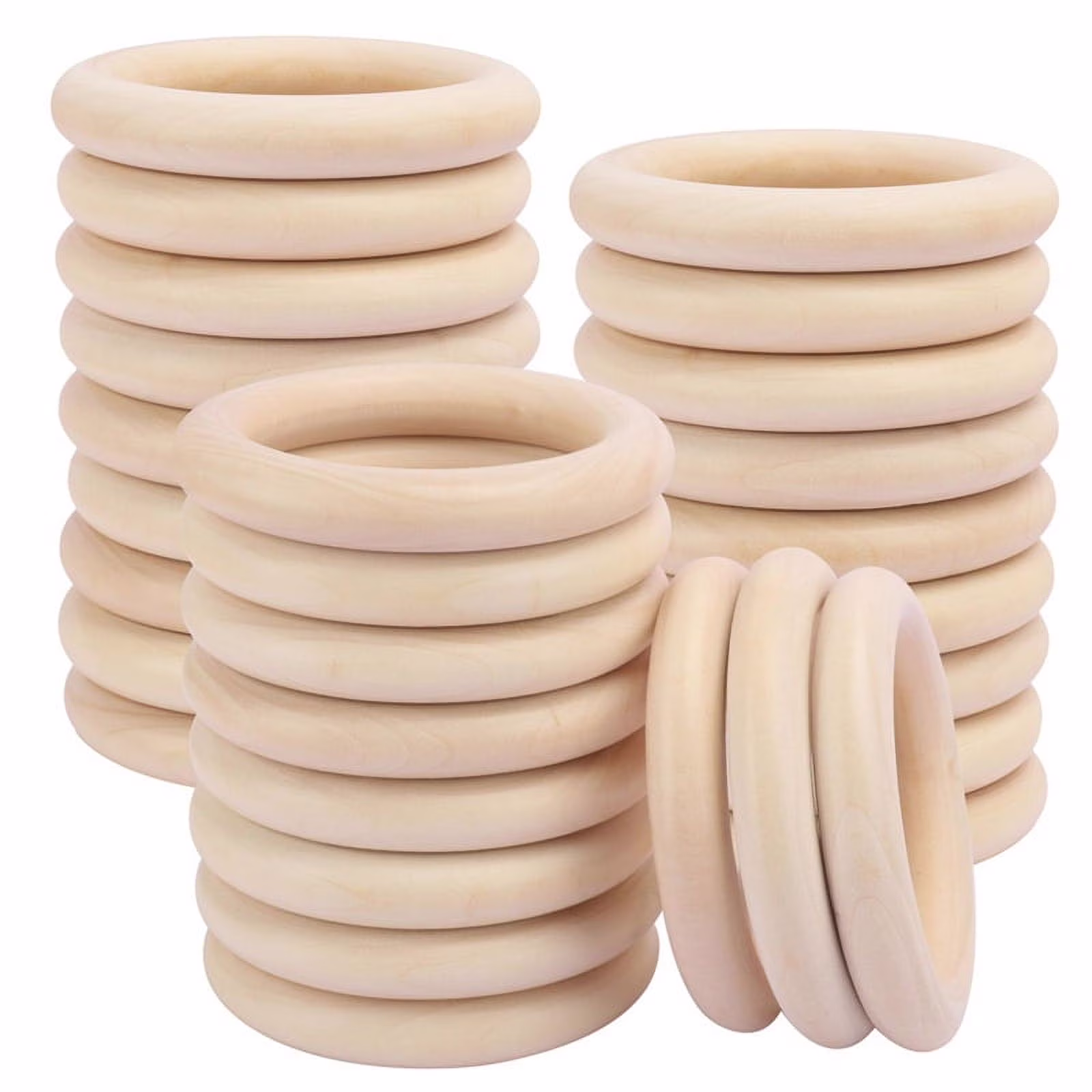 30 Pack Unfinished Wooden Rings Natural 4 Inch Wood Craft Rings for DIY Crafts, Jewelry Making, Macrame &amp; Home Decor