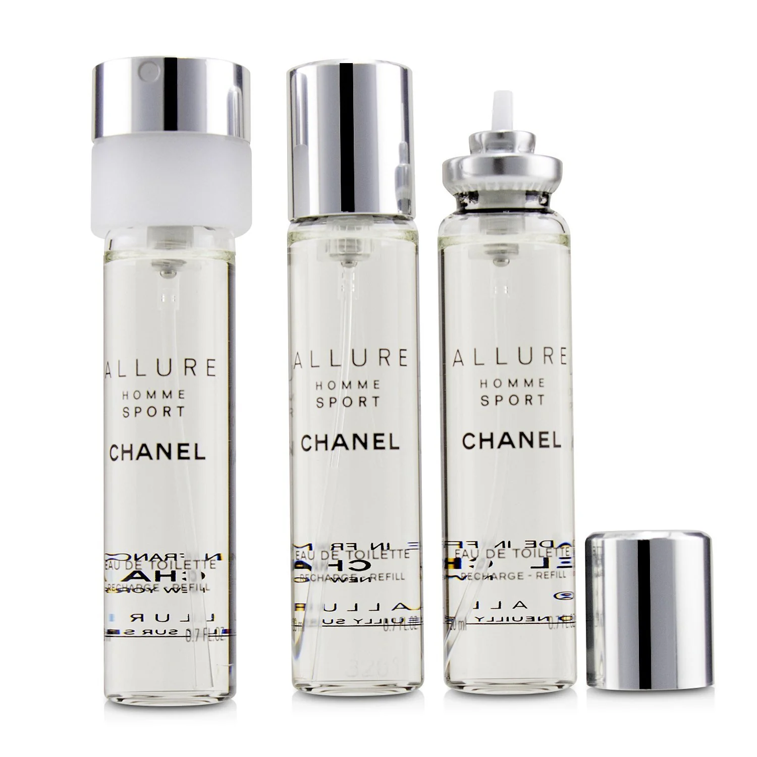 Chanel Allure Homme Sport Eau De Toilette Travel Spray Refills (3 Refills) 3x20ml/0.7oz