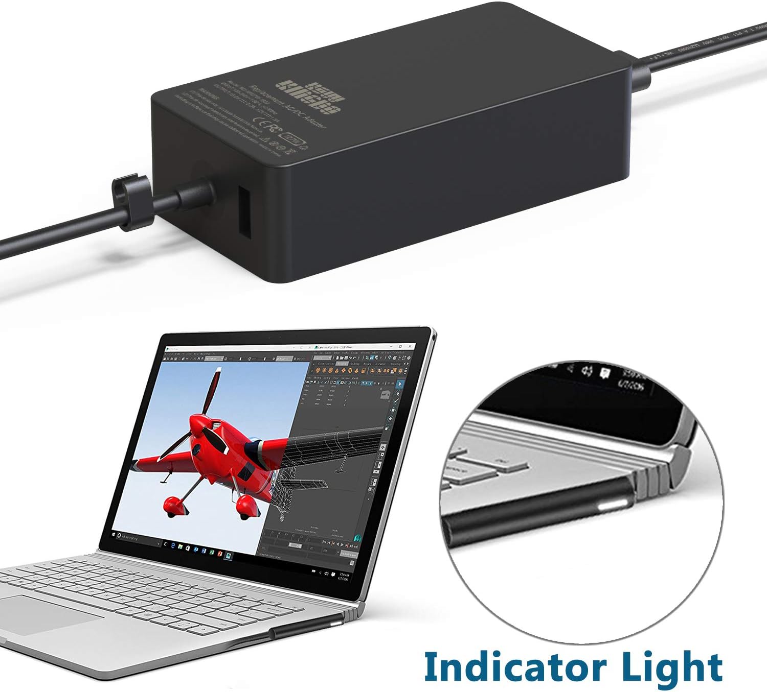 Surface Book 3 Charger, 127W 15V 8A Power Adapter Compatible with Surface Book 3/2/1, Surface Pro 8/Pro X/Pro 7/Pro 6/Pro 5/Pro 4/Pro 3