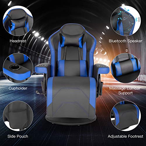 Modern-Depo Gaming Recliner Chair with Speakers, Massage, High Back, Cupholder, Headrest, Lumbar Support