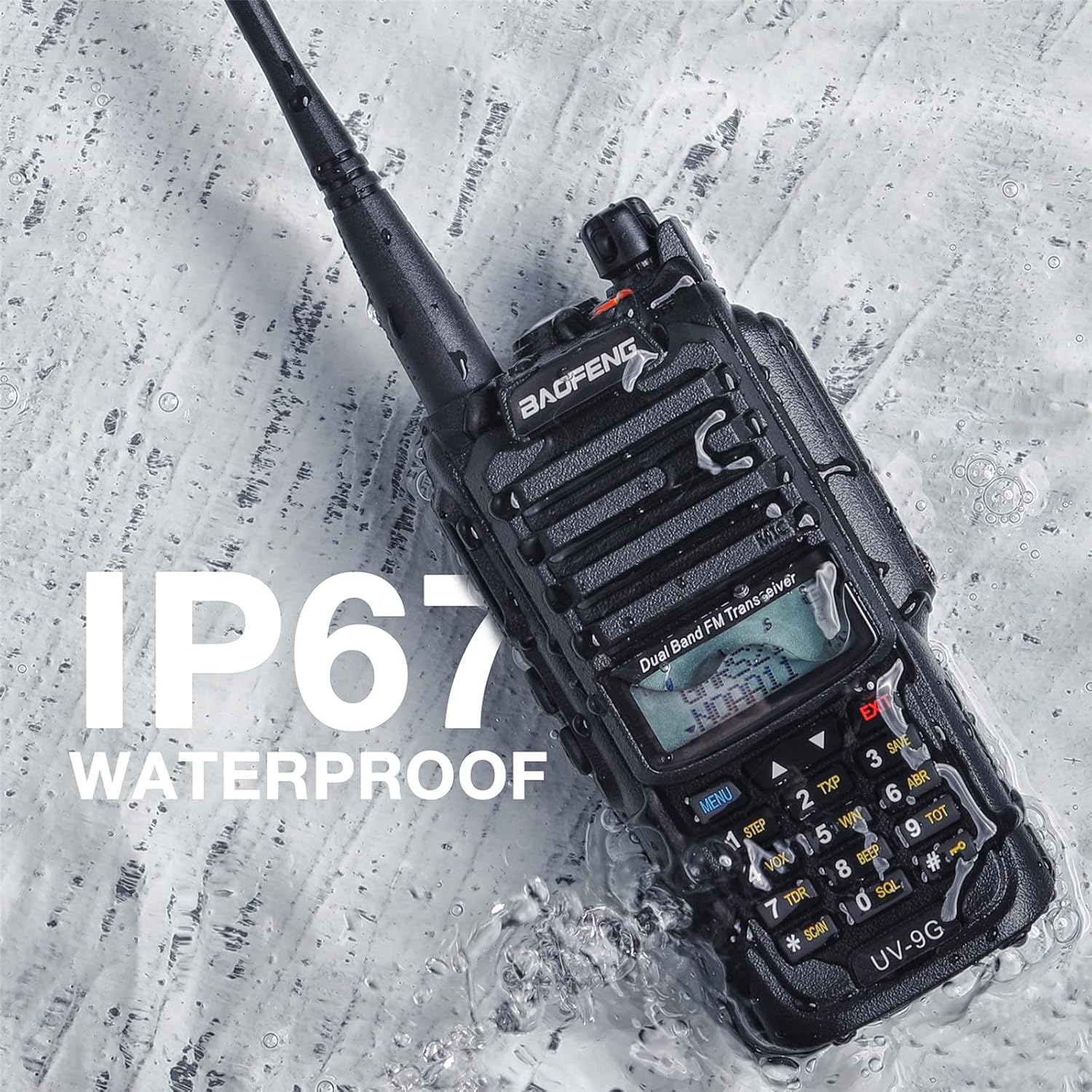 BAOFENG UV-9G GMRS Radio Waterproof IP67, Outdoors Two Way Radios Long Range Rechargeable, Handheld Dual Band NOAA Scanner, GMRS Repeater Capable