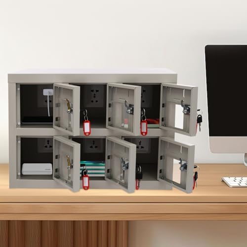 Cell Phone Locker 9 Bays Cell Mobile Phone Steel Locker with Charger Charging Station Cabinet and Key Lock for Classroom and Employees