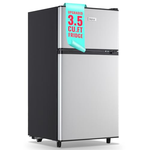 WANAI Small Refrigerator with Freezer 3.5 Cu.Ft Mini Fridge with Freezer
