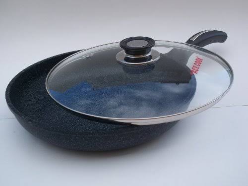 Ceramic Marble Coated Non Stick Cast Aluminium Fry Pan with Lid, 20 cm (8 inches)