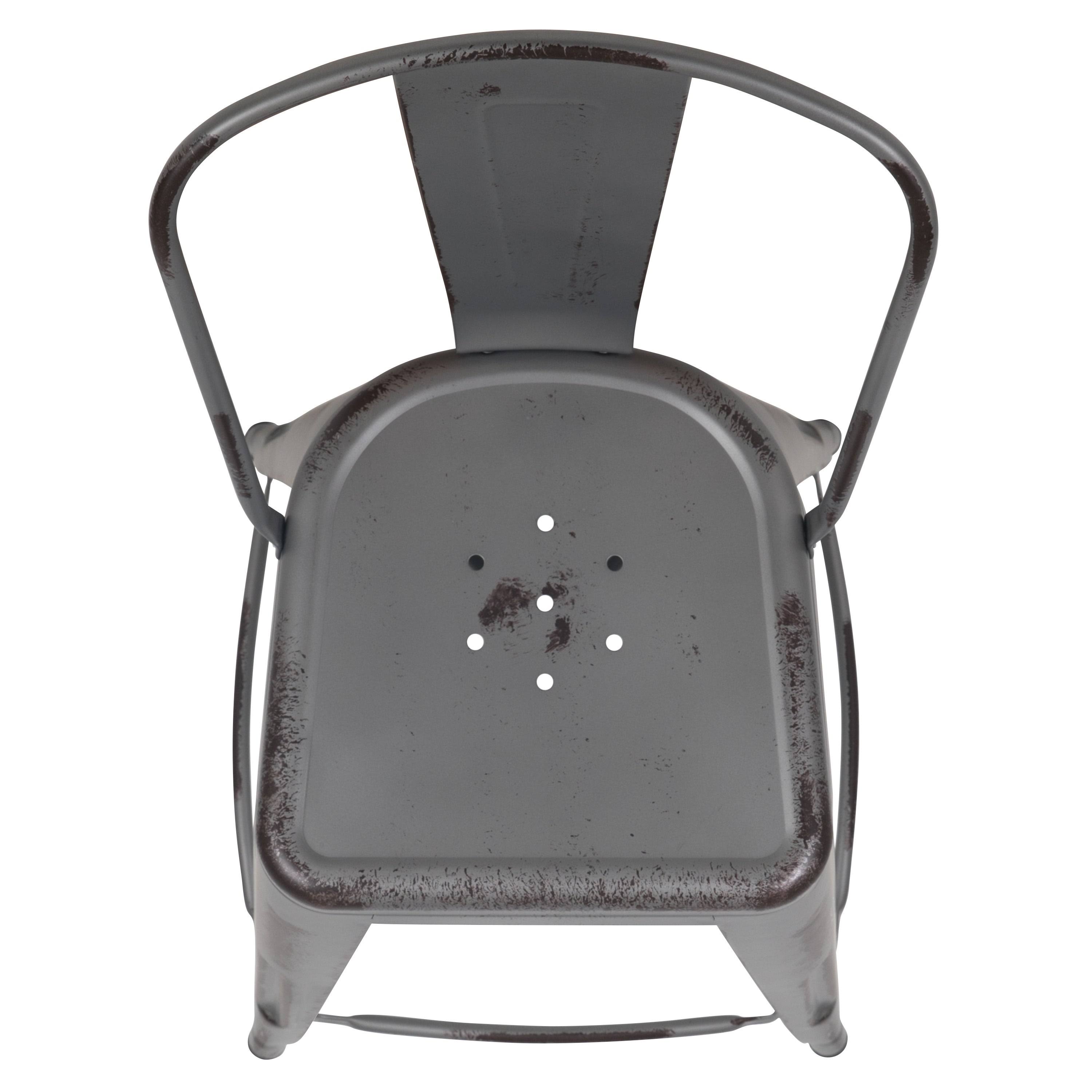 Lancaster Home Distressed Metal 30-Inch Stool (Black)