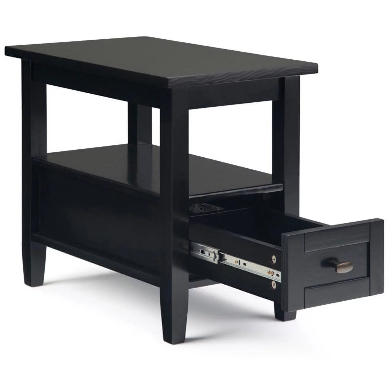 Trent Home 14" Rectangle Transitional Wood Narrow Side Table in Black