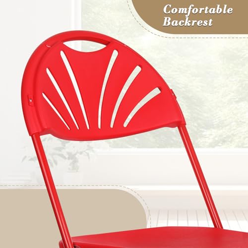 Athena Collection Red Plastic Folding Chairs for Adults, 10 Pack