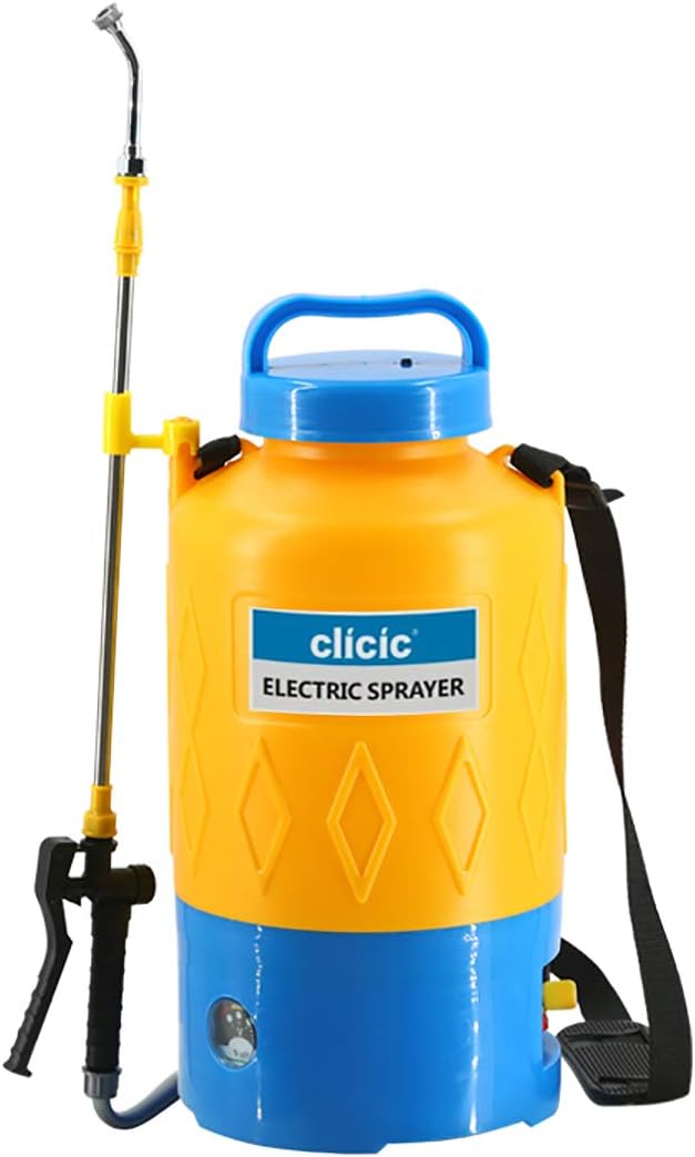 CLICIC 1.3 Gallon Portable Battery Powered Sprayer with Long-Life Battery for Gardens, Cleaning Cars and Wall, Includes Adjustable Shoulder Strap