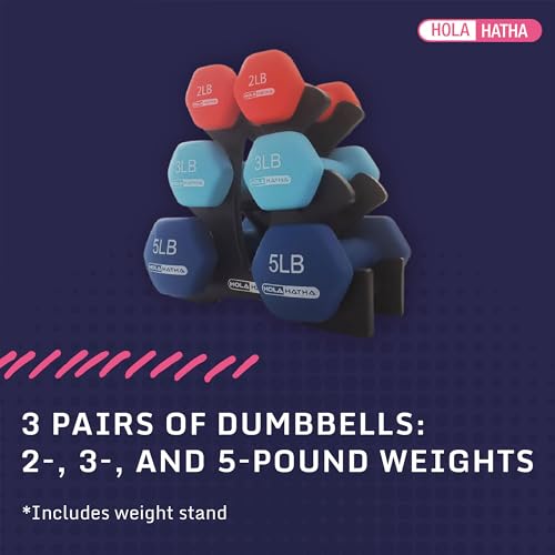 HolaHatha Neoprene Dumbbell Free Hand Weight Set with Rack, Ideal for Home Exercises to Gain Tone and Definition
