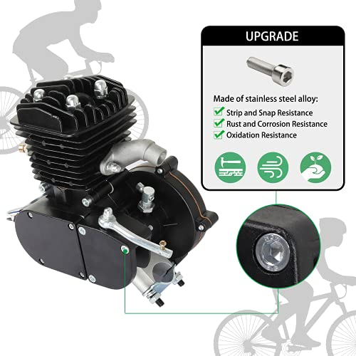 Bicycle Motor Kit 80cc, Motorized Bicycle Engine Kit 2 Stroke Petrol Gas Motor Engine Kit Fits Most 26" or 28" Bikes with V-Frame