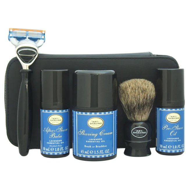 The Art of Shaving Travel Kit - Lavender by The Art of Shaving for Men - 7 Pc Kit 1oz Pre-Shave Oil, 1.5oz Shaving Cream, 1oz After-Shave Balm