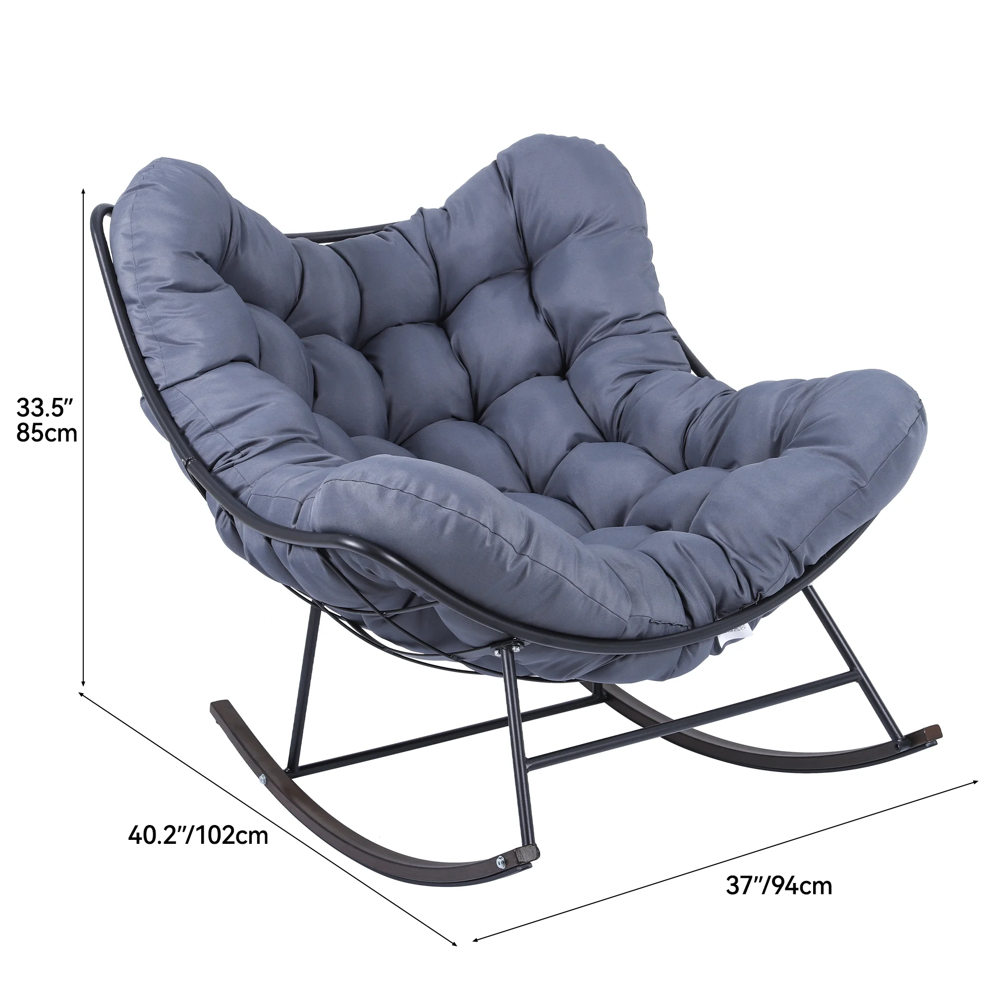 Dextrus Extra-large Papasan Rocking Chair, Cushioned Outdoor and Indoor Seating, Cozy Lounge Chair with Plush Padding for Master Bedroom, Family Room