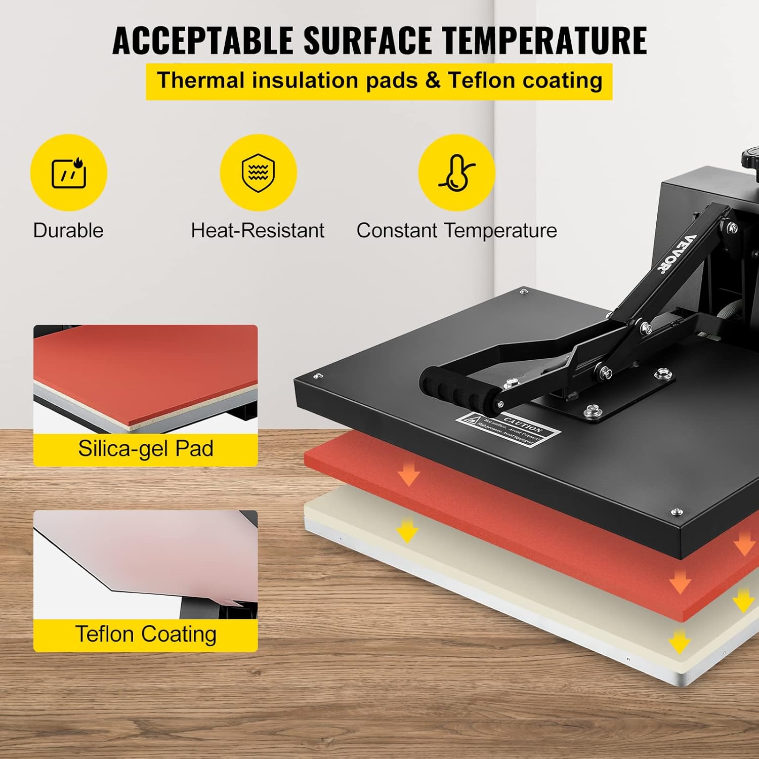 VEVOR Heat Press Machine, 16x24in / 40x61cm, Clamshell Sublimation Transfer Printer Teflon Coated, Digital Precise Heat Control