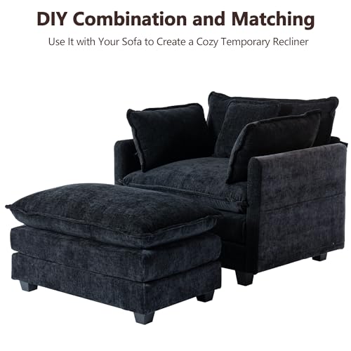 SweetGO corporation 40" Chenille Lounge Chair for Reading, Modern Couch Cozy Sofa Bed