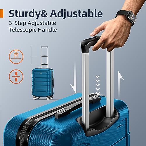 SHOWKOO Luggage Sets Expandable PC+ABS Durable Suitcase Double Wheels TSA Lock Black