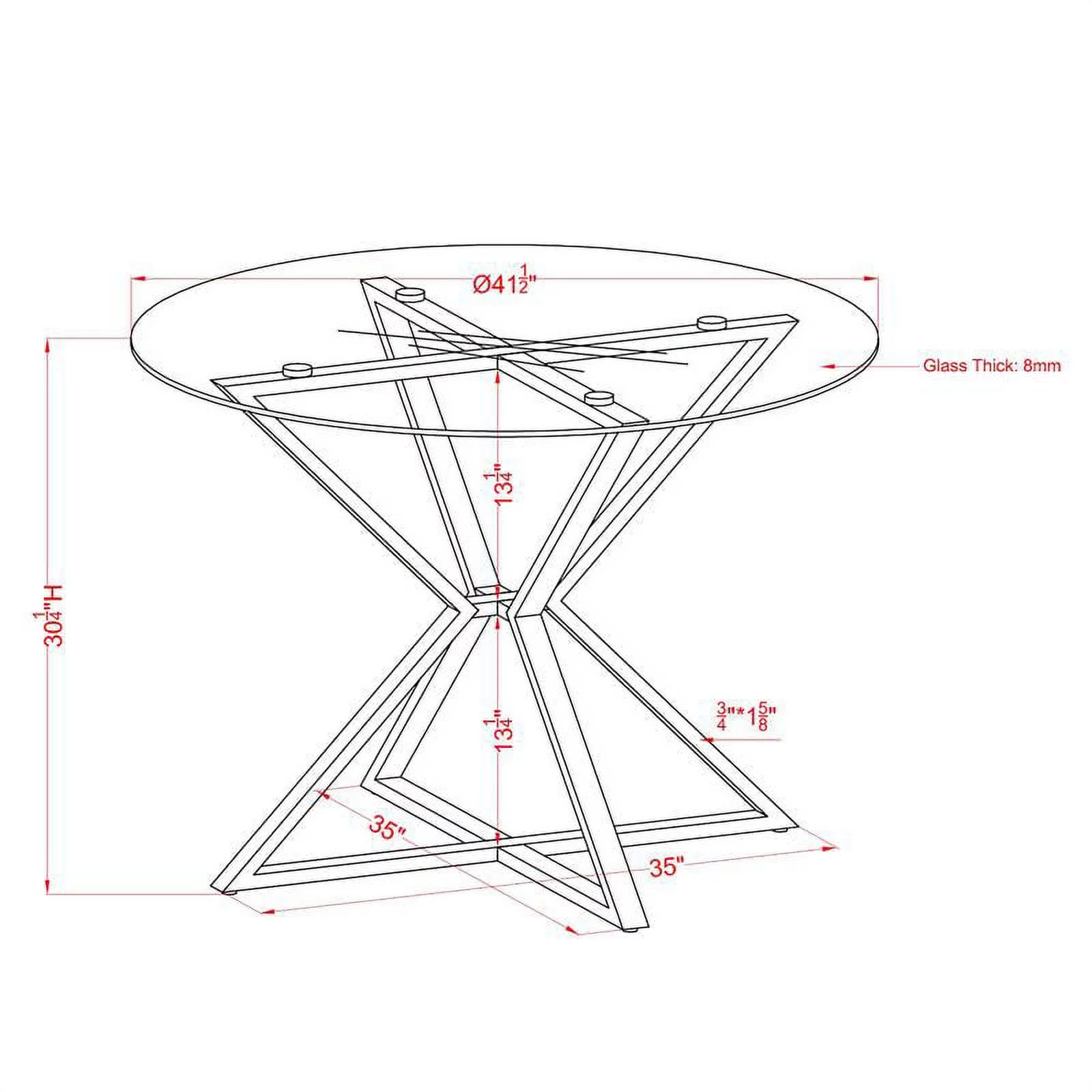 Furniture of America Leonisis Glass Top Round Dining Table in Chrome