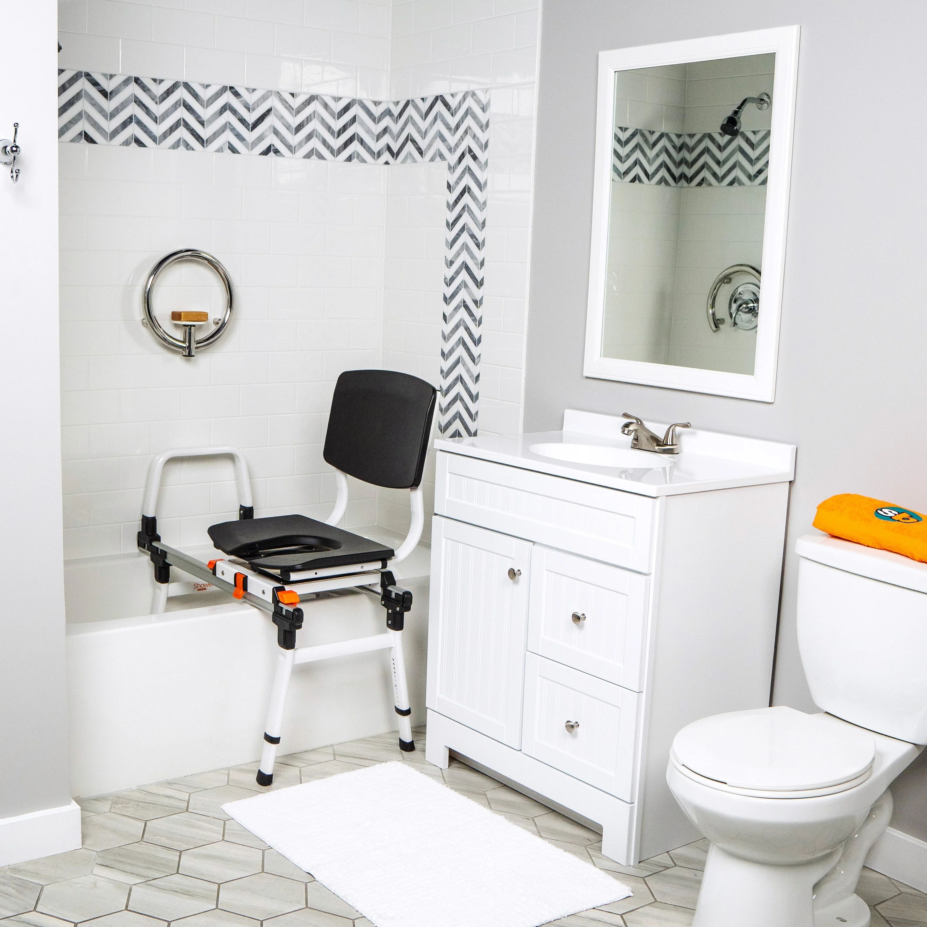 ShowerGlyde Model SG3 Sliding Shower Transfer Bench with Swivel Seat - Radiant Selections