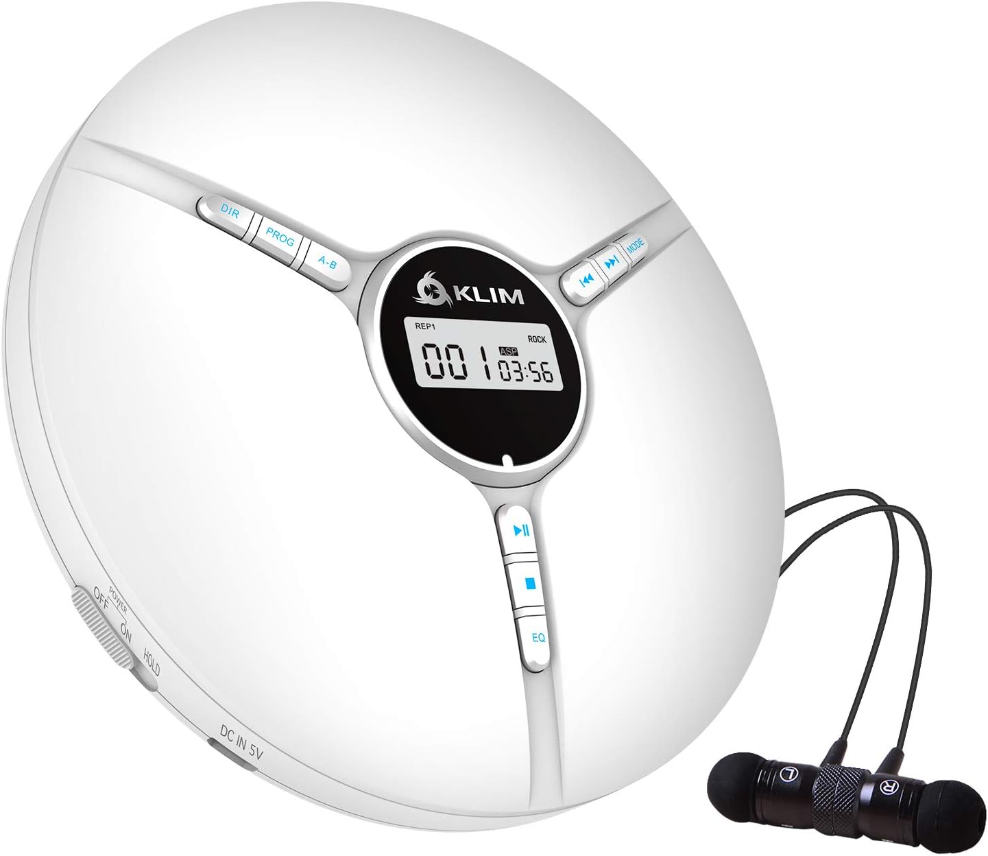 KLIM Discman Portable CD Player with a Built-in Battery [New 2022 Version] + Ideal Car CD Player with Earphones + Compatible CD-R, CD-RW