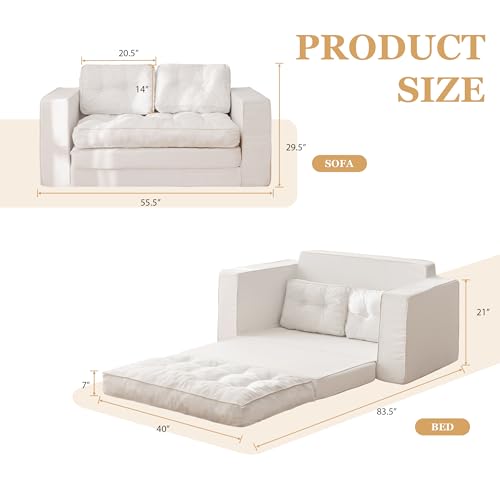 YOSHOOT Loveseat Sleeper Sofa,55" Convertible Sofa Bed Couch Futon Couches for Living Room
