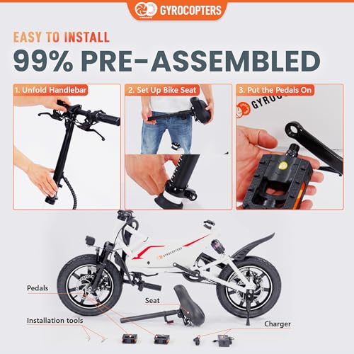 Frost Electric Bike for Adults | UL2849 Safe Folding Ebike 350W Brushless Motor | 14-inch Tires Compact Bike | Speed up to 25kmph/15.5mph 36V Battery