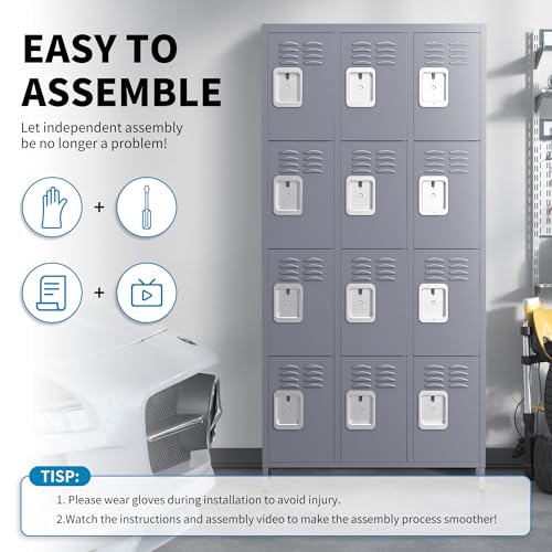 6 Doors Metal Lockers for Employees 72" H Storage Cabinet Lockable Locker with Shelves Steel Storage Locker for Gym School Office Home Requires