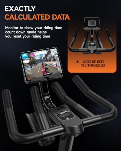 pooboo Exercise Bike, Adjustable Magnetic/Brake Pad Resistance Silent Belt Drive, Indoor Cycling Bike for Home Cardio