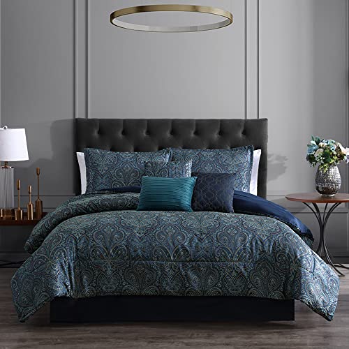 Riverbrook Home 100% Polyester Comforter Set, Queen, Hillcrest - Ivory/Gold, 9 Piece Set