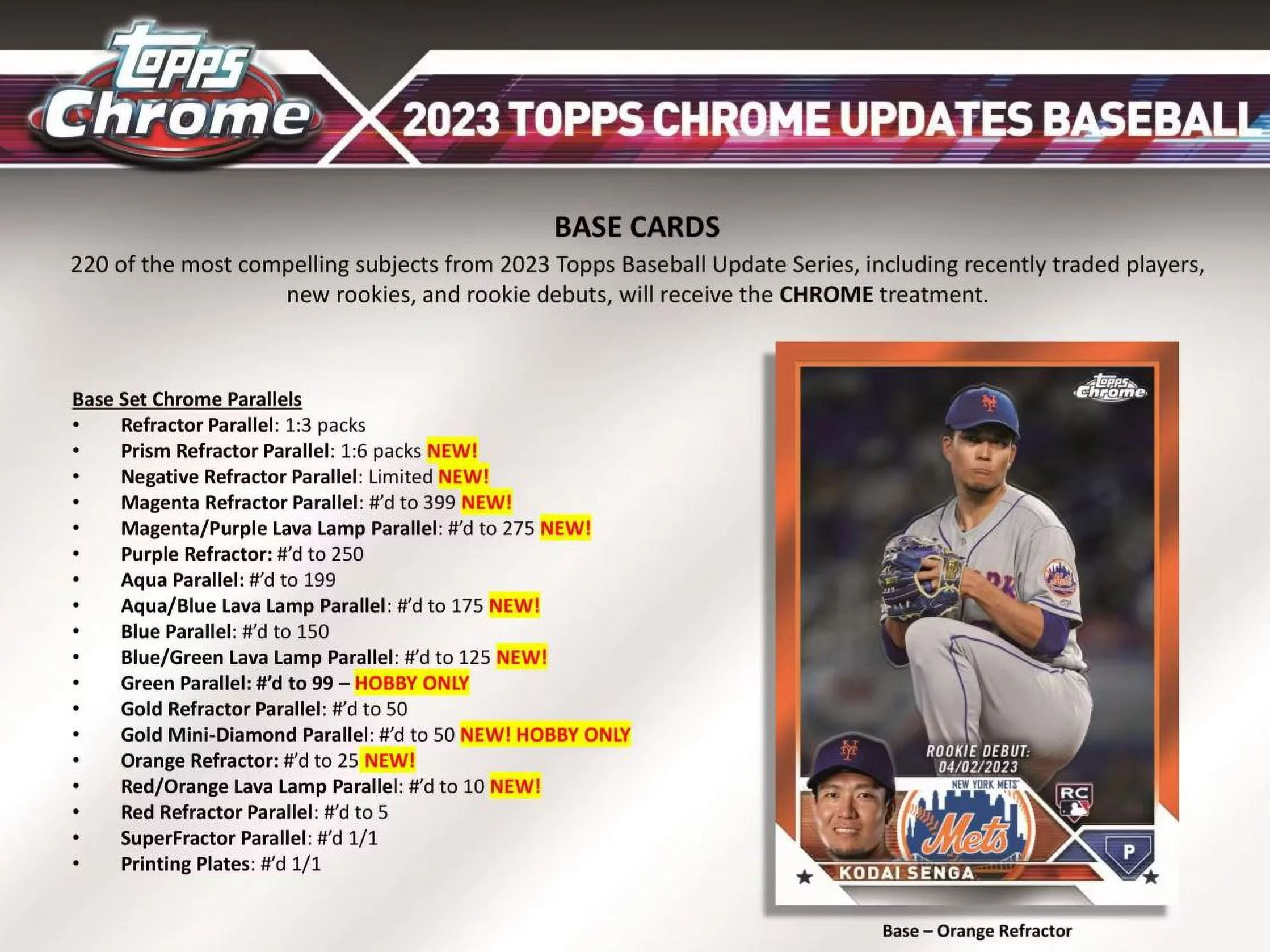 MLB 2023 Chrome Update Series Baseball Trading Card HOBBY Box