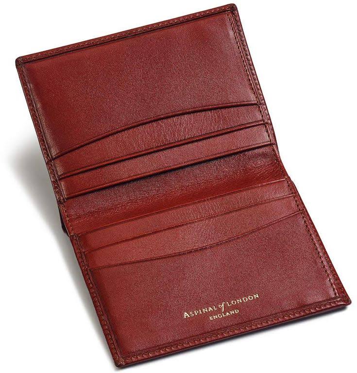 Aspinal of London | Credit Card Wallet with Notes Pocket | Smooth Cognac