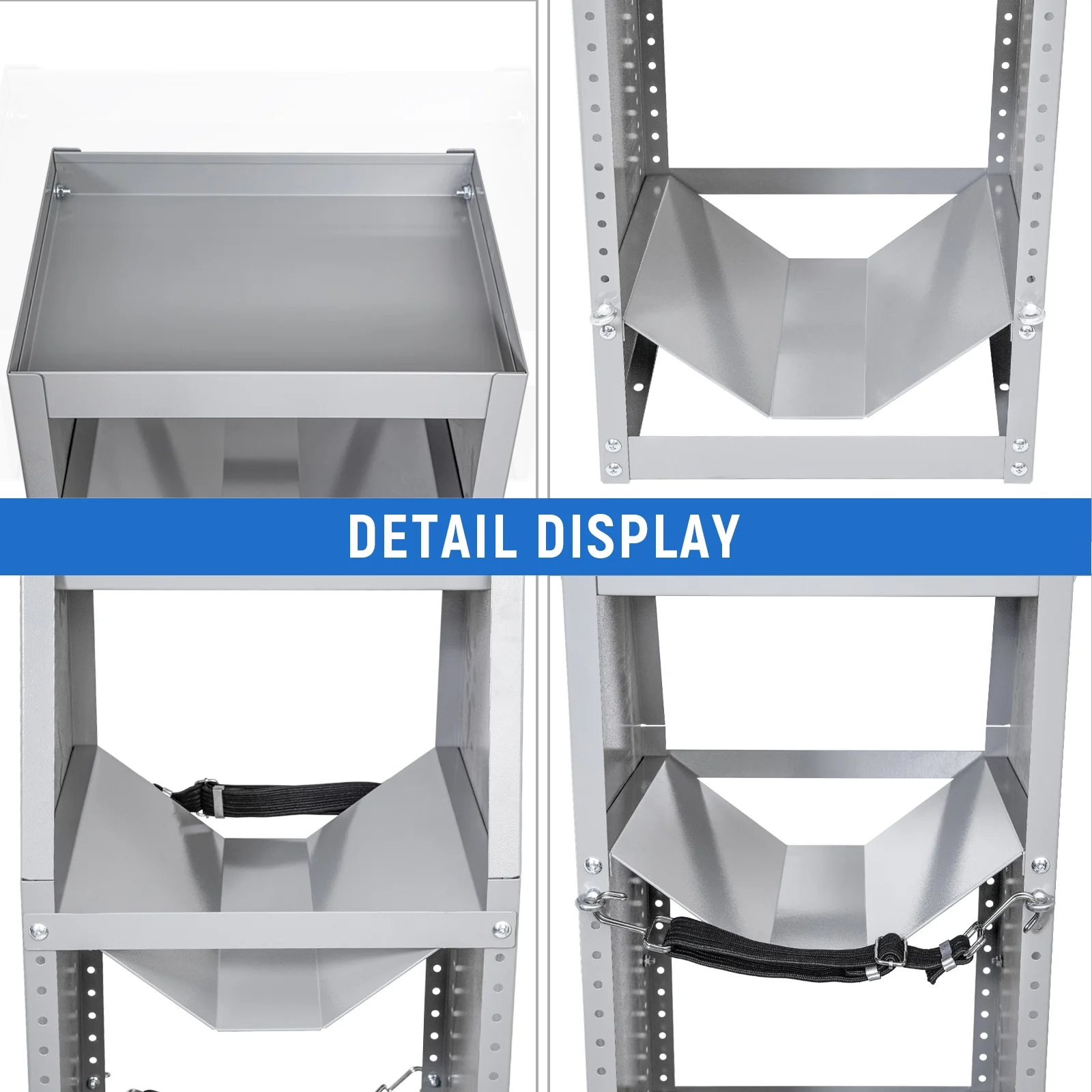 TR-3-46 Refrigerant Tank Rack Steel Freon Tank Holder Rack Shelving Storage with Top Shelf for Cargo Van, 46" H x 14.7" W x 13" D