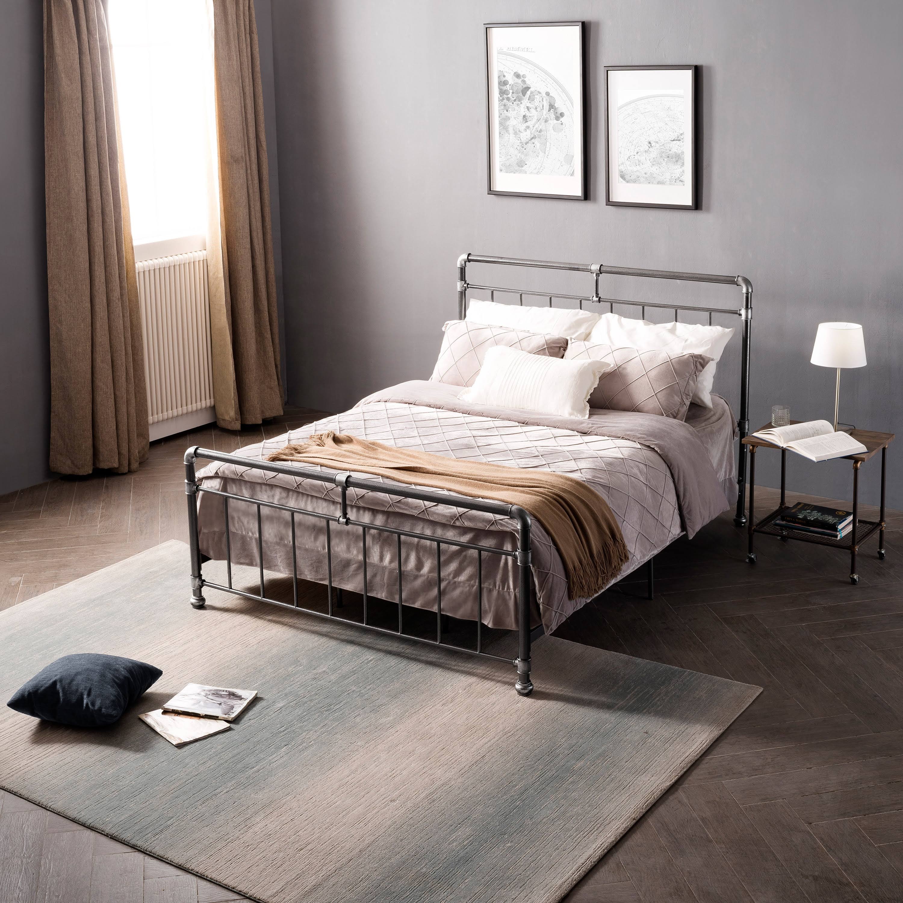 Carbon Loft Meitner Vintage Charcoal Metal Bed - King