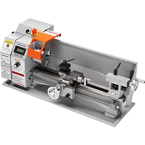 VEVOR Mini Metal Lathe Machine, 7'' x 16'', 800W Precision Benchtop Power Metal Lathe, 150-2500 RPM Continuously Variable Speed