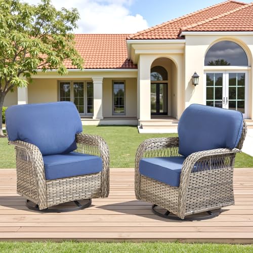 7 Pieces Outdoor Furniture Set with Swivel Chairs